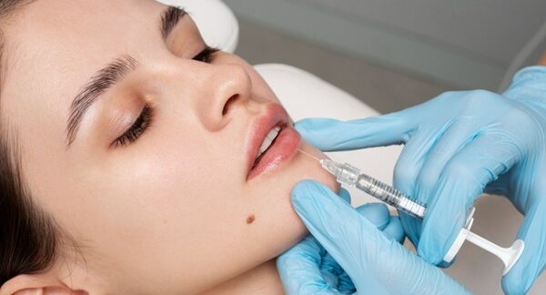 Mejores clínicas de relleno de labios - Médico estético aplicando ácido hialurónico a los labios de una mujer en una de las mejores clínicas de relleno de labios en Sevilla