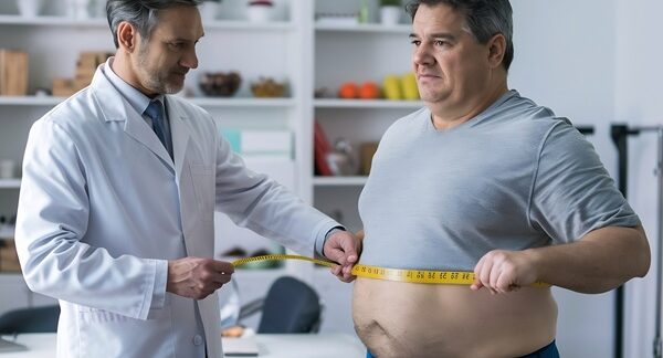 Centros de obesidad - Especialista en obesidad evaluando a un hombre con sobrepeso ofreciendo tratamientos para adelgazar en uno de los mejores centros de obesidad de Sevilla